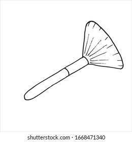 Makeup brush isolated on white background. HAnd drawn simple vector illustration in cartoon doodle style. Element for poster, decoration, advertisement, beauty equipment