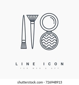 makeup brush line vector icon