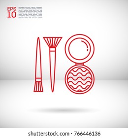 makeup brush line vector icon
