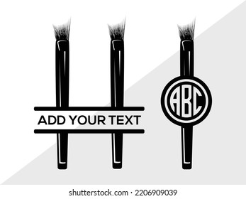 Makeup Brush Monogram SVG Printable Vector Illustration