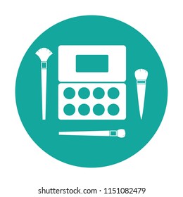 Makeup brush and palette vector icon set white