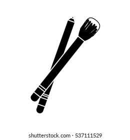 makeup brush and pencil  icon over white background. vector illustration