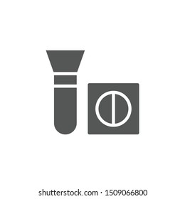 Makeup brush and powder icon isolated on white background. Makeup kit symbol modern, simple, vector, icon for website design, mobile app, ui. Vector Illustration