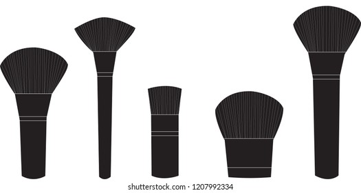 Makeup Brush Set - Illustrations. Blush, foundation, contour brushes.