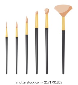 Makeup brush set. Vector illustration.