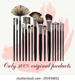 makeup brush set. vector illustration for your design, cosmetic banners, brochures and promotional items