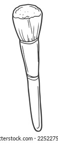 Makeup brush sketch. Illustration isolated on white background. Cosmetic and beauty concept