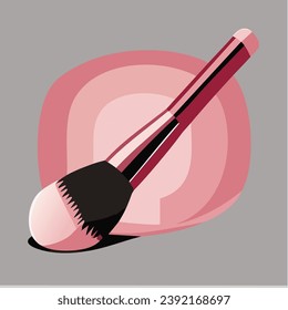 Makeup brush vector of beauty cosmetics 3d design.
