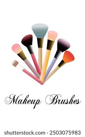 Makeup brush vector mockups of beauty cosmetics . Blush, eyeshadow and contour, eyebrow comb, foundation, concealer and bronzer, angle, and flat realistic brushes, make up artist kit