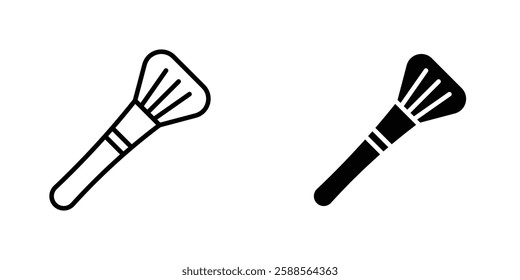 Makeup brush vectors icons set in filled and strokes on white background