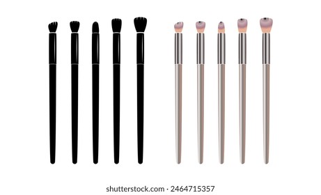 Makeup Brushes, black and color silhouettes