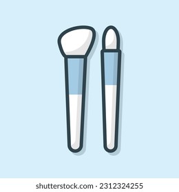 Makeup Brushes flat outlined icon