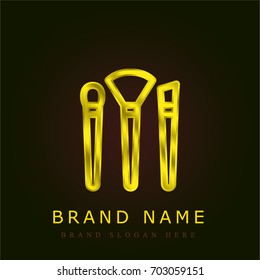 Makeup Brushes golden metallic logo