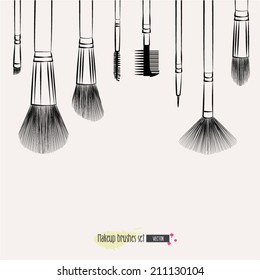 Makeup brushes hand drawn vector set.