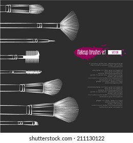 Makeup brushes hand drawn vector set.