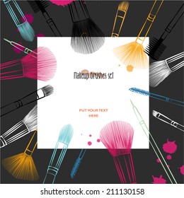 Makeup brushes hand drawn vector set.