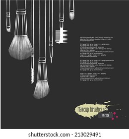 Makeup brushes hand drawn vector set.