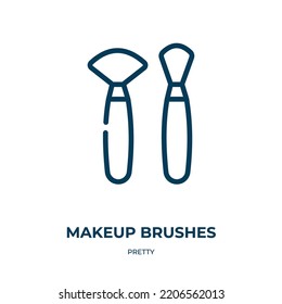 Makeup Brushes Icon. Linear Vector Illustration From Pretty Collection. Outline Makeup Brushes Icon Vector. Thin Line Symbol For Use On Web And Mobile Apps, Logo, Print Media.