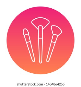 Makeup brushes icon round background. Beauty vector illustration.
