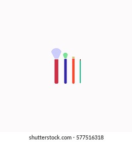 Make-up brushes  icon Vector design. Colored illustration.
