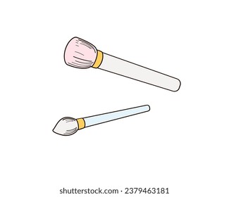 makeup brushes	linear color illustration
