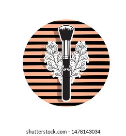 makeup brushes on white background