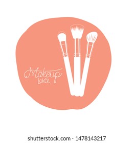 makeup brushes on white background