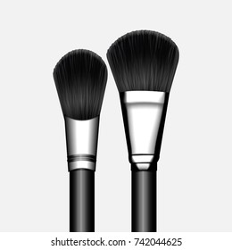 makeup brushes on white background. illustration