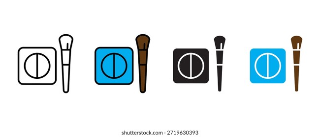 Makeup brushes and palette icon set vector on white background. skincare, routine, products, tool icon. vector illustration.