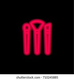 Makeup Brushes red glowing neon ui ux icon. Glowing sign logo vector