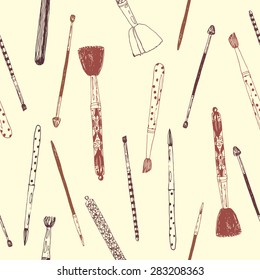 make-up brushes seamless pattern