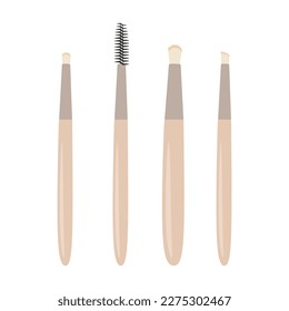 Pinceles de maquillaje. Conjunto de pinceles en ilustración de estilo plano aislados en fondo blanco. Ilustración del vector