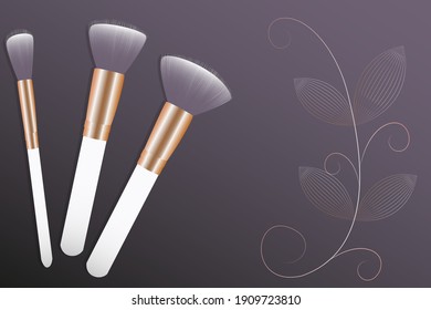 Makeup brushes set, top view