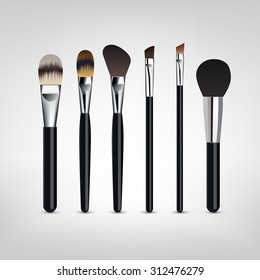 Make-up brushes vector. Different brushes for make-up isolated on white background.