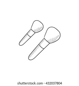 Makeup brushes vector sketch icon isolated on background. Hand drawn Makeup brushes icon. Makeup brushes sketch icon for infographic, website or app.