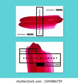 Makeup business card templates with colorful vector Abstract Smear. Lipstick Smudge isolated on white background