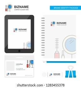 Makeup Business Logo, Tab App, Diary PVC Employee Card and USB Brand Stationary Package Design Vector Template