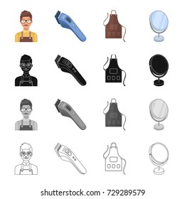 Makeup, care, hygiene, and other web icon in cartoon style.Man, glasses, apron icons in set collection.