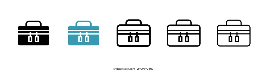 Makeup Case and Beauty Kit Vector Icon Set. Cosmetic and Vanity Box Vector Symbol for UI Design.