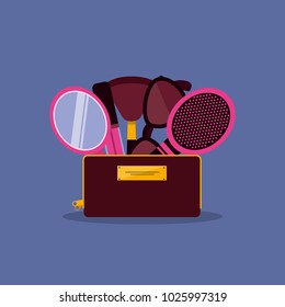 makeup case mirror glasses brush for women