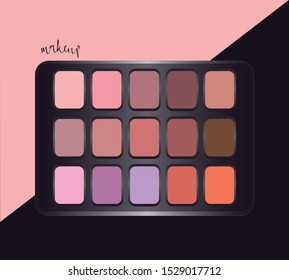 Makeup. Color Blusher Palette Vector. 