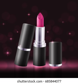 Makeup colorful lipstick set, catalog template. Vector illustration EPS 10.