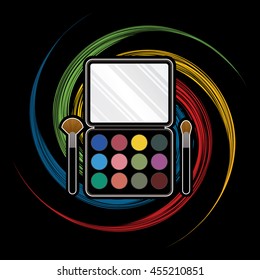 Makeup Colorful Palette designed on spin wheel background graphic vector.