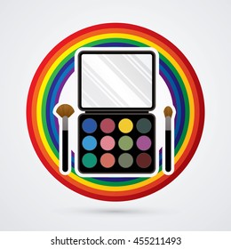 Makeup Colorful Palette designed on line rainbows background graphic vector.