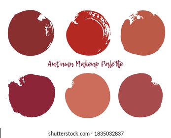 Die Farben sind runde Etiketten einzeln auf weißer Struktur. Terrakotta, Pastellfarben, Rosa, beige Pinselkreise Vorlage. Runde Formen nachziehen. Freestyle kreist auf grauem Hintergrund. Runde Grunge Labelvektoren.