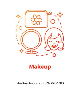 Makeup concept icon. Cosmetics idea thin line illustration. Beauty salon. Visage. Vector isolated outline drawing