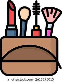 Makeup Container Icon Lineal Color Vector Illustration