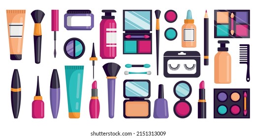 Makeup cosmetic. Beauty women art fashion accessories. Vector art isolated make up cosmetic