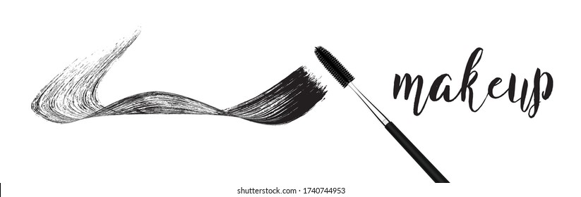 make-up cosmetic mascara brush stroke on white