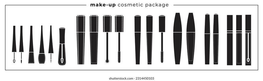 make-up cosmetic packages. Vector illustration. Skin care product icons